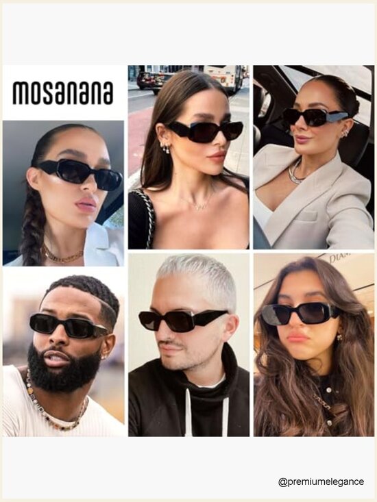 Trendy Rectangular Sunglasses with UV400 Protection Retro Vintage Style main image 4